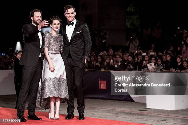 Kristen Stewart, Nicholas Hoult and Drake Doremus attend the premiere of movie Equals, presented in competition during the 72nd International Venice...