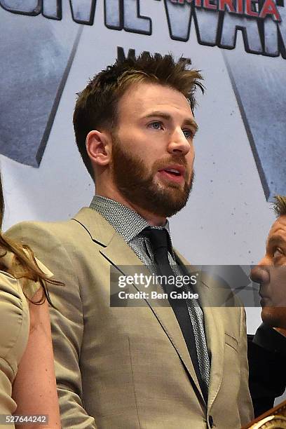 Actor Chris Evans rings The New York Stock Exchange Opening Bell To Promote Release Of "Captain America: Civil War" at The New York Stock Exchange on...