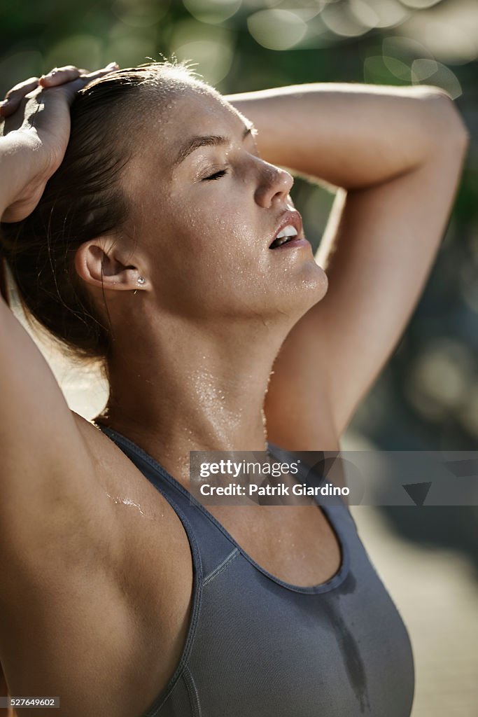 Sweating In Sport Female Athlete Sweating High-Res Stock Photo - Getty Images