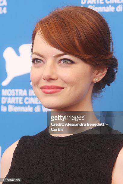 Emma Stone attends the photocall of movie Birdman, presented in competition at the 71st International Venice FIlm Festival