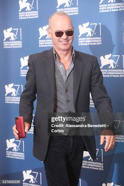 Micheal Keaton attends the photocall of movie Birdman, presented in competition at the 71st International Venice FIlm Festival