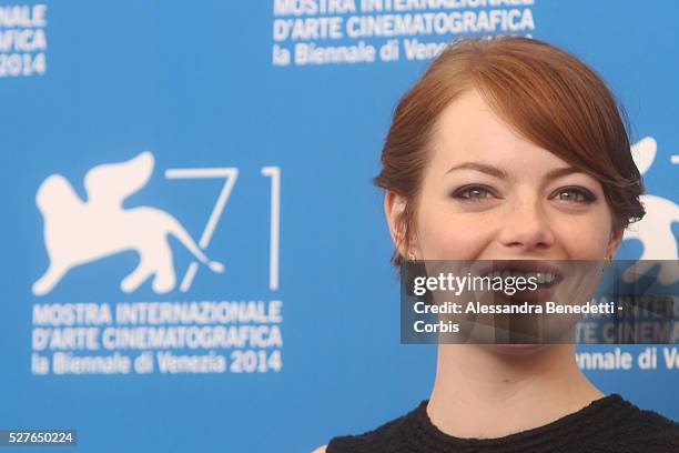 Emma Stone attends the photocall of movie Birdman, presented in competition at the 71st International Venice FIlm Festival