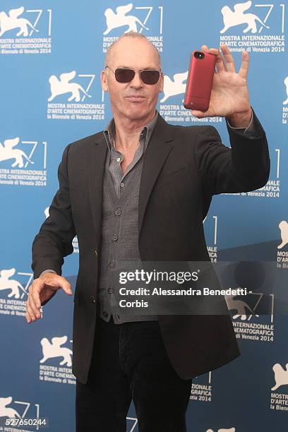 Micheal Keaton attends the photocall of movie Birdman, presented in competition at the 71st International Venice FIlm Festival