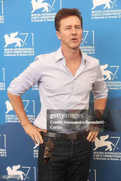 Edward Norton attends the photocall of movie Birdman, presented in competition at the 71st International Venice FIlm Festival