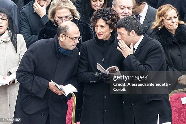 Left to Right Angelino alfano, Agnese Renzi and Matteo Renzi attend the inaugural ceremony led by Pope Francis of the extraordinary Jubileum of Mercy