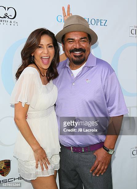 Constance Marie and George Lopez attend the Ninth Annual George Lopez Celebrity Golf Classic held at Lakeside Golf Club on May 2, 2016 in Burbank,...