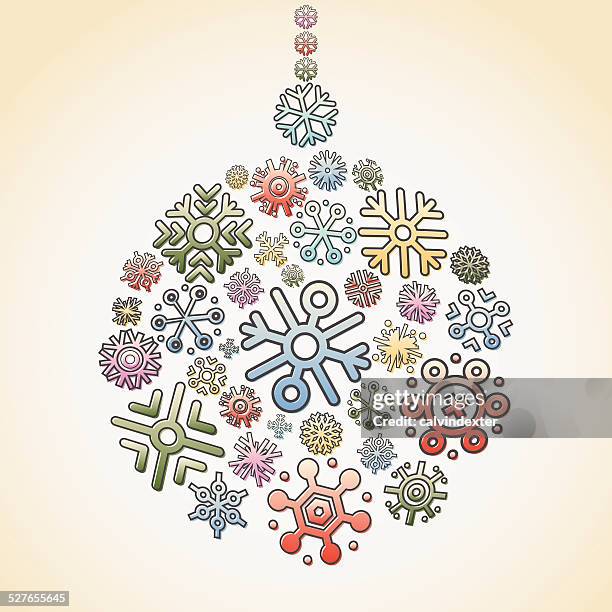 ilustraciones, imágenes clip art, dibujos animados e iconos de stock de snowflakes formación de navidad bola de cristal - crystal christmas tree ornaments