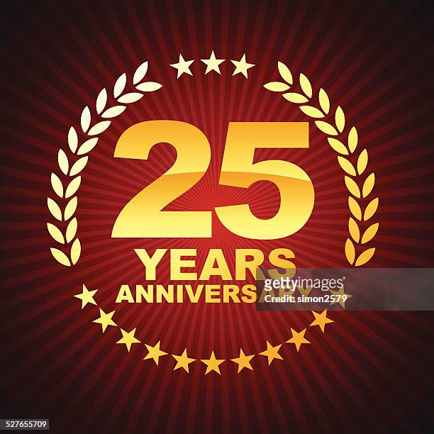 twenty five years anniversary emblem - 25 29 years stock illustrations