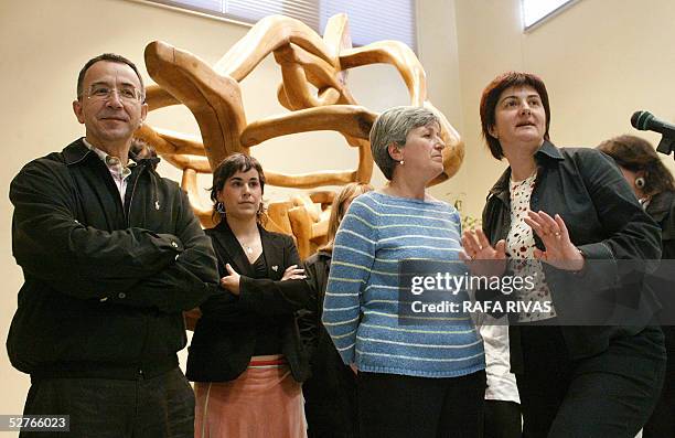 Euskal Herrialdetako Alderdi Komunista EHAK-PCTV members Julian Martinez, Aiora Mitxelena, Karmele Berasategui and Nekane Erauskin pose for...