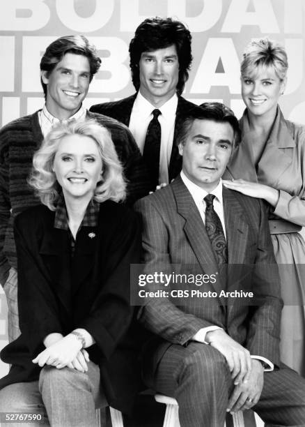 Actors portraying the members of the Forrester family, the principal clan on the television soap opera 'The Bold and the Beautiful,' pose for a...