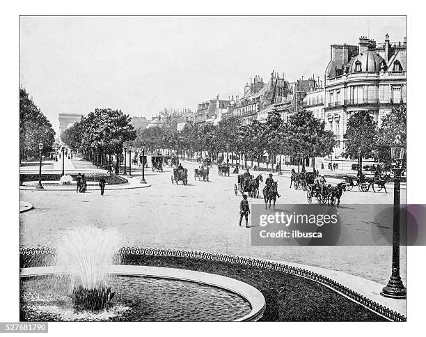 ilustraciones, imágenes clip art, dibujos animados e iconos de stock de anticuario fotografía de champs-élysées (parís, francia) -19th siglo - plaza de la concordia