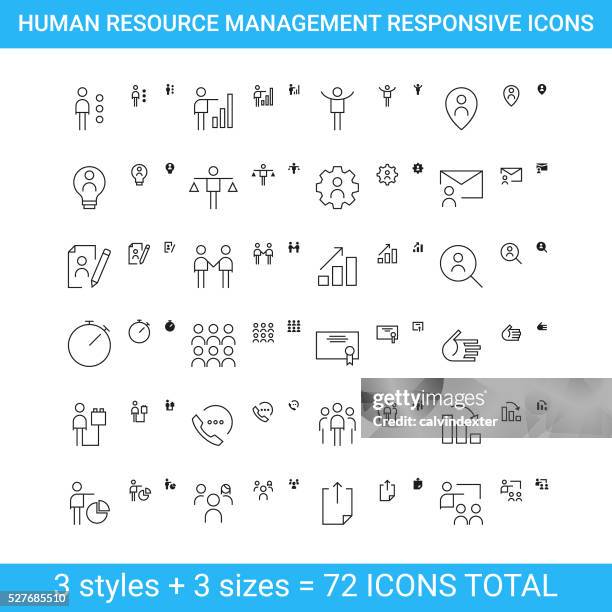 human resource management responsive icons | set 2 - hands untied stock illustrations