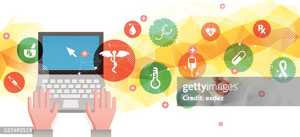 Health In Hands Computer Computer For Health High-Res Vector Graphic - Getty Images