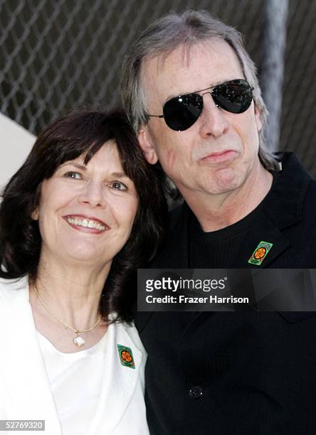 Radio personality Jim Ladd poses with his wife Cheryl after receiving his star on the Hollywood Walk of Fame on May 6, 2005 in Hollywood, California.