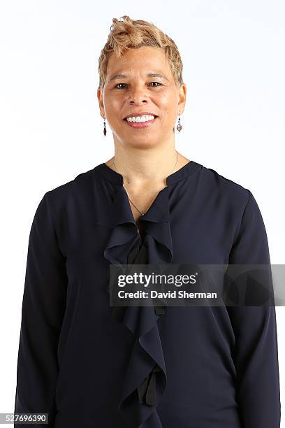 Shelley Patterson of the Minnesota Lynx poses for a head shot during 2016 Media Day on May 2, 2016 at the Minnesota Timberwolves and Lynx Courts at...