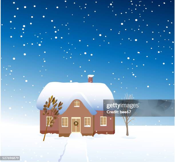 weihnachtszeit-urlaub - landhaus stock-grafiken, -clipart, -cartoons und -symbole