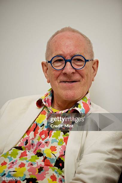 English Architect, Lecturer and Writer Sir Peter Cook poses for a profile shoot on August 21, 2015 in New Delhi, India.