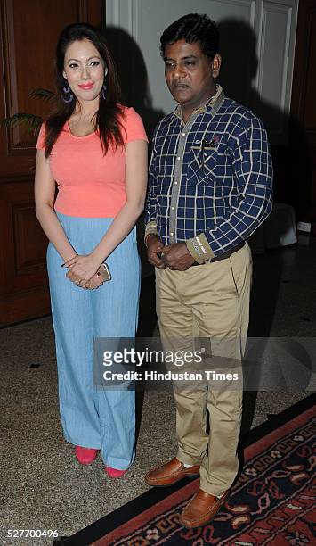 Television actors Munmun Dutta and Tanuj Mahashabde during the promotion of their show Taarak Mehta Ka Ooltah Chashmah on May 3, 2016 in Bhopal,...