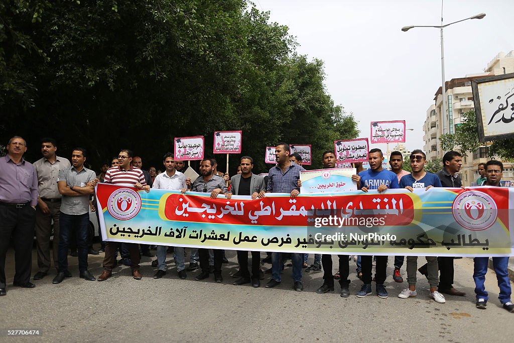 University graduates protest against the unemployment  in Gaza