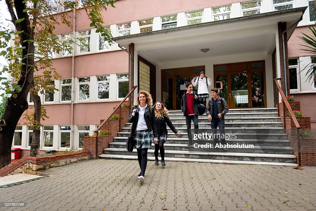 Happy Turkish Students Leaving School, Istanbul