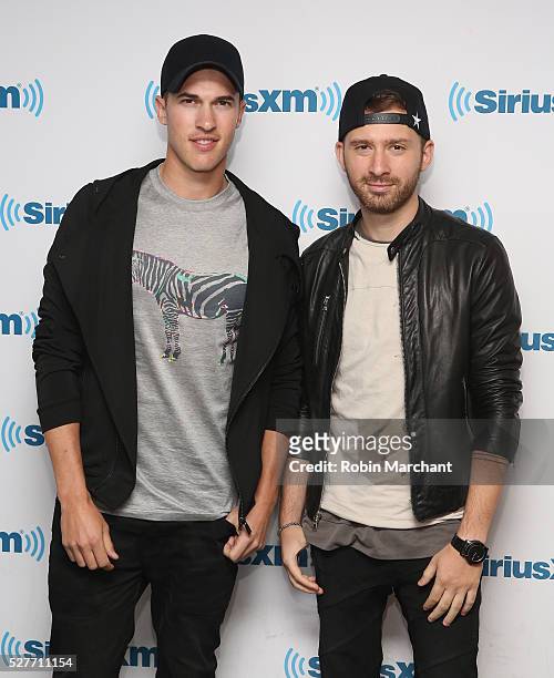 Musicians Cal Shapiro and Rob Resnick from Timeflies visit 'Bevelations' on SiriusXM's Radio Andy on May 03, 2016 in New York, New York.