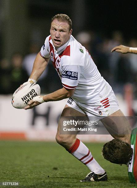 Luke Bailey of the Dragons looks to pass during the round nine NRL match between the St George-Illawarra Dragons and the South Sydney Rabbitohs held...