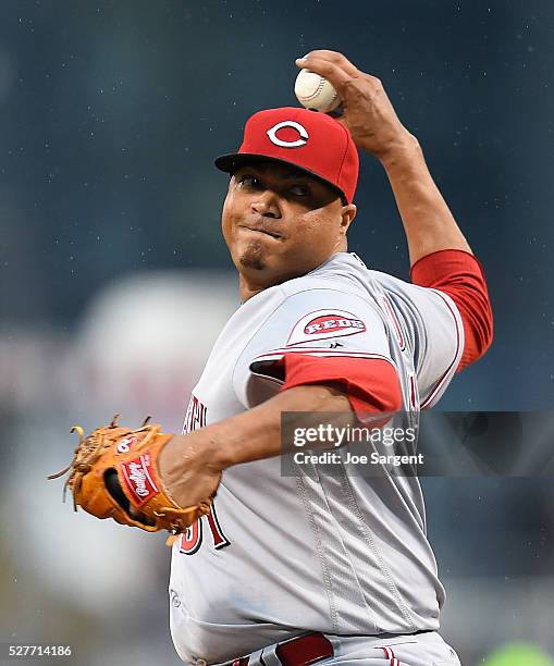 Alfredo Simon of the Cincinnati Reds plays the field against the Pittsburgh Pirates on April 30, 2016 at PNC Park in Pittsburgh, Pennsylvania.