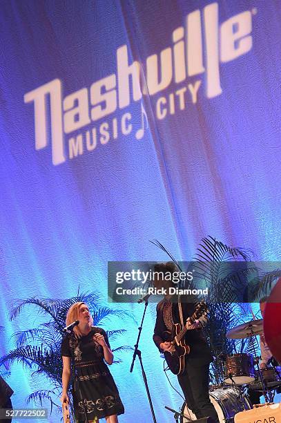 Sugar & The High-Lows perform during Nashville's National Tourism Week Hospitality Celebration at Music City Center on May 3, 2016 in Nashville,...