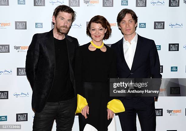 Paul Anderson, Helen McCrory and Cillian Murphy attend the Premiere of BBC Two's drama "Peaky Blinders" episode one, series three at BFI Southbank on...