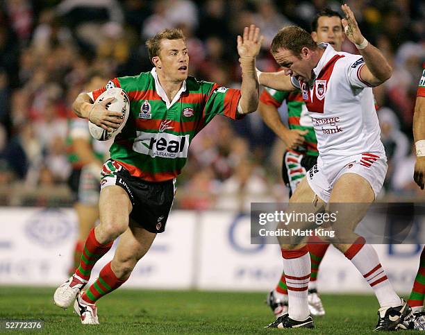 Garth Wood of the Rabbitohs in action during the round nine NRL match between the St George-Illawarra Dragons and the South Sydney Rabbitohs held at...