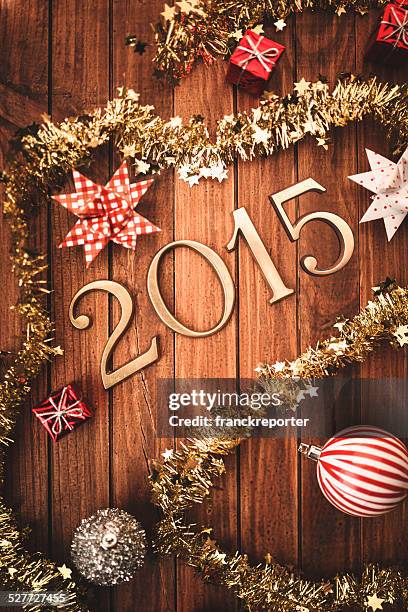Gold 2015 New Year Text On Christmas Decoration High-Res Stock Photo