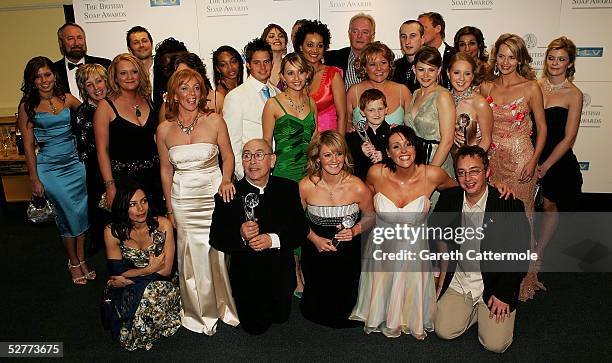 Coronation street poses in the Pressroom with the prize for Best British Soap at the British Soap Awards 2005 at BBC Television Centre on May 7, 2005...