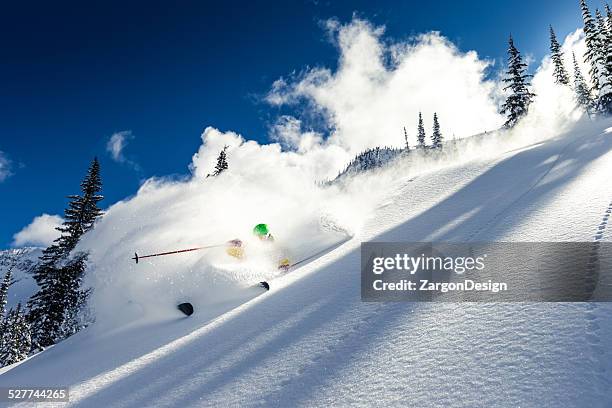 heli de esquí - powder snow fotografías e imágenes de stock