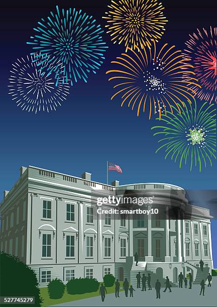 the white house with fireworks - white house vector stock illustrations