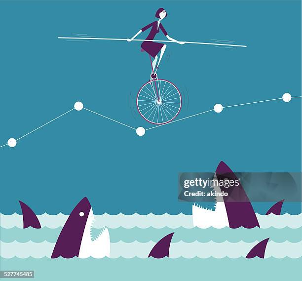 challenge - woman tightrope stock illustrations