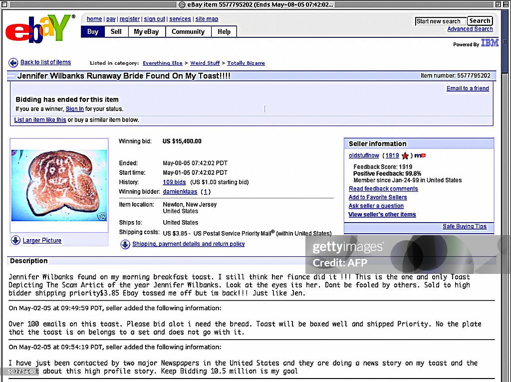 First Ebay Screen Shot This screenshot from the online auction site eBay obtained 08 May ...
