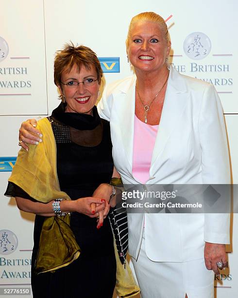 Aggie MacKenzie and Kim Woodburn poses in the Pressroom at the British Soap Awards 2005 at BBC Television Centre on May 7, 2005 in London, England....