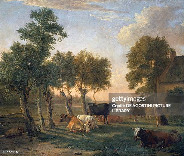 Landscape with cattle, painting by Paulus Potter . Netherlands, 17th century. Amsterdam, Rijksmuseum