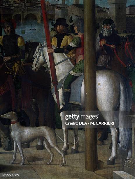 Soldier on horseback, detail from the Crucifixion painting by Michele da Verona . Italy, 16th century. Milan, Pinacoteca Di Brera