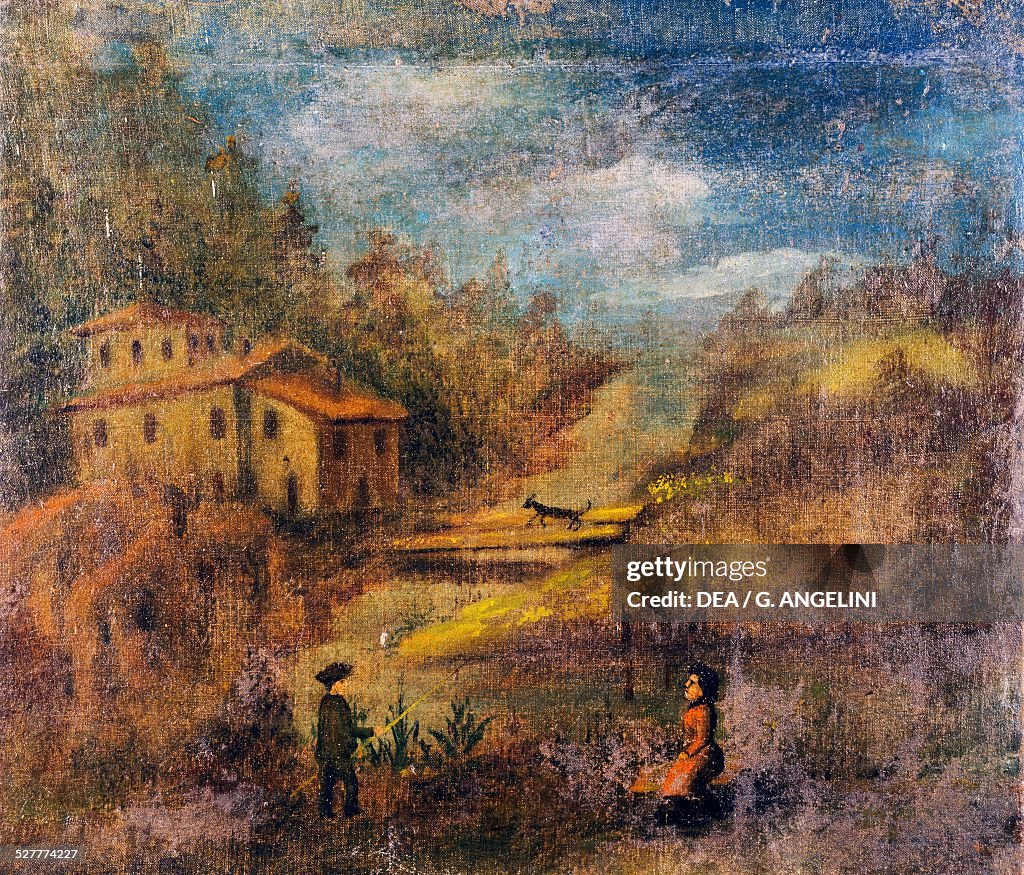 Landscape painting by Luigi Agretti . Italy