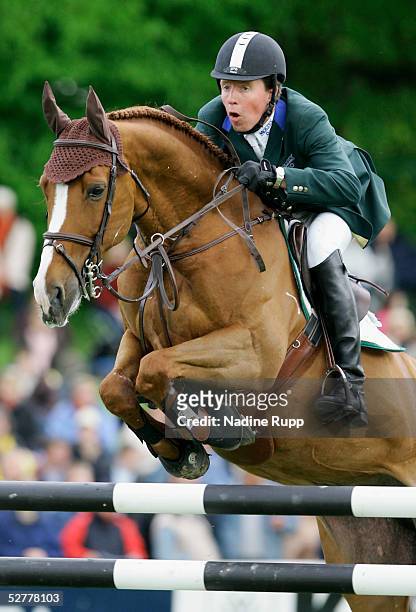 Markus Beerbaum of Germany jumps on his horse Le Mans during the Hasseroeder championship of Hamburg of the German Jumping and Dressage Grand Prix at...