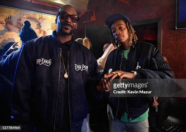 Rappers Snoop Dogg and Wiz Khalifa attend the 2nd Annual National Concert Day presented by Live Nation at Irving Plaza on May 3, 2016 in New York...