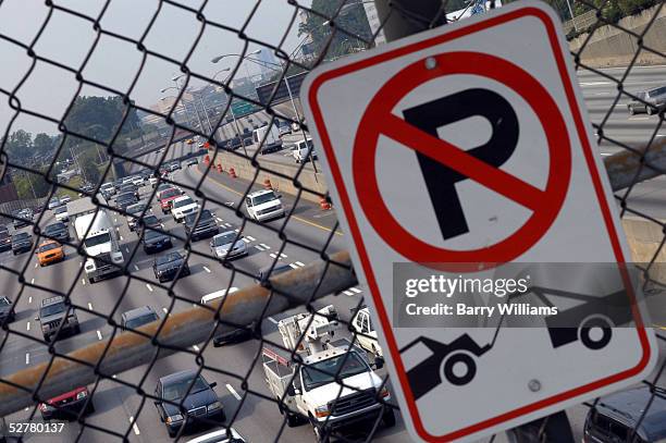 Traffic crawls north out of Atlanta along Interstate 75/85 during rush hour May 9, 2005 in Atlanta, Georgia. According to a new study Atlanta, like...