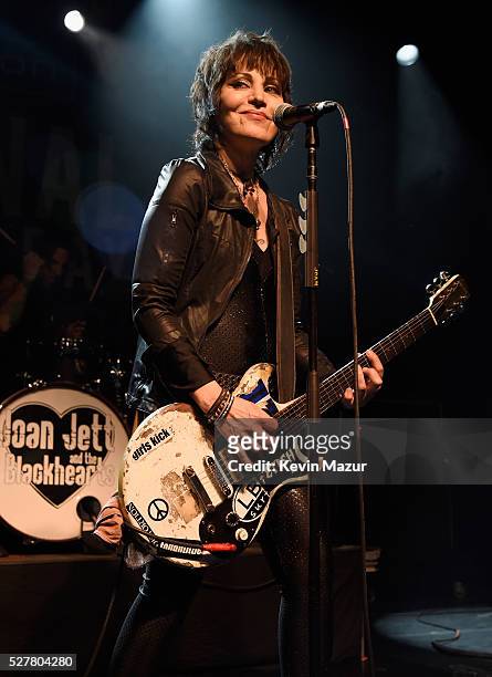 Musician Joan Jett of Joan Jett and the Blackhearts performs onstage during the 2nd Annual National Concert Day presented by Live Nation at Irving...