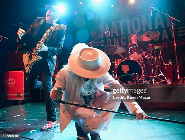 Musicians Rick Nielsen and Robin Zander of Cheap Trick perform onstage during the 2nd Annual National Concert Day presented by Live Nation at Irving...