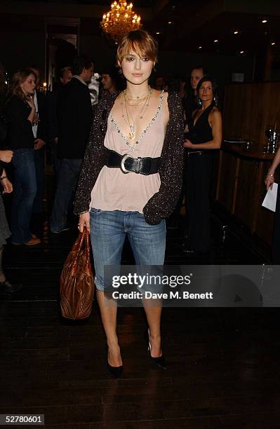 Actress Keira Knightley attends the screening of The Jacket, at the Rex Cinema and bar on May 9, 2005 in London, England.