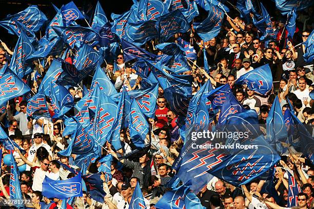 Stade Francais Fans pictured during the Heineken Cup Quarter Final match between Stade Francais and Newcastle Falcons at Parc de Princes on April 2,...