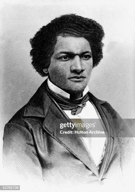 Portrait of American orator, editor, author, abolitionist and former slave Frederick Douglass , 1850s. Engraving by A. H. Ritchie.