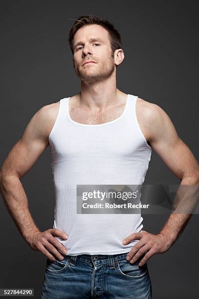 good-looking mid-adult man with tank top - tank top ストックフォトと画像