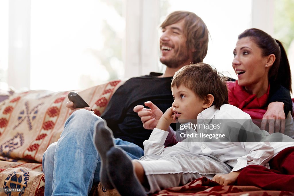 Turkish family watching tv